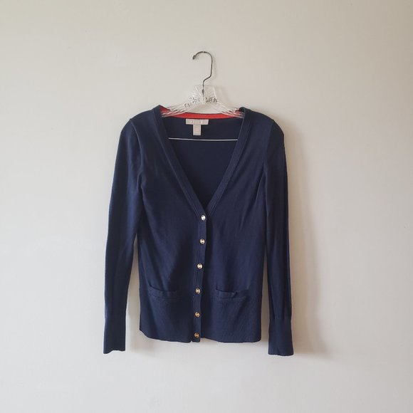 Banana Republic Sweaters - *SOLD Banana Republic Navy Gold Red Cardigan XS